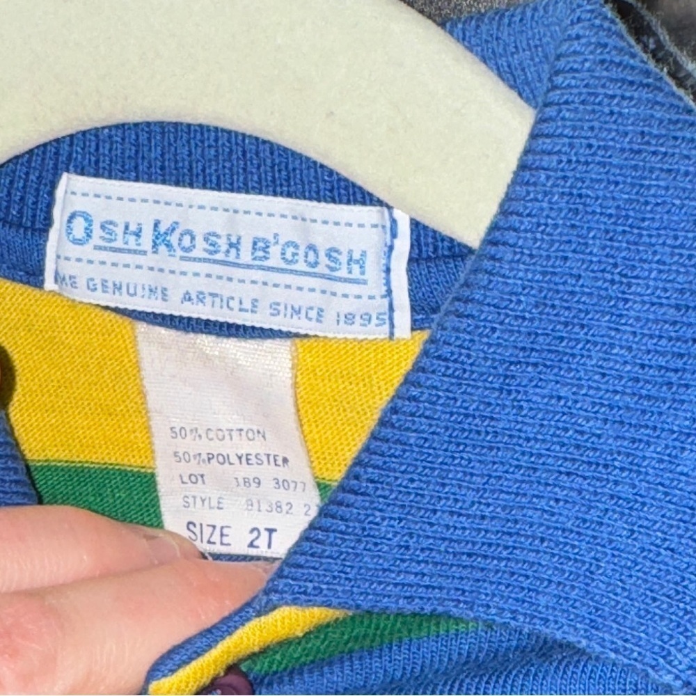 1980s OshKosh B'gosh toddler boys polo rugby Shirt long sleeve colorful stripes - Picture 2 of 6